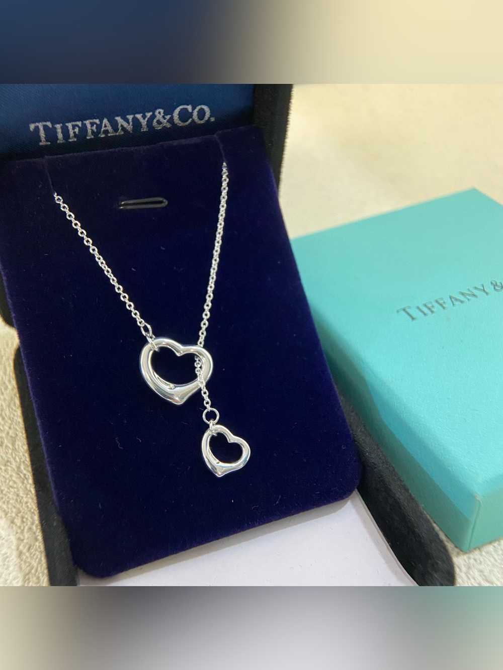 Tiffany & Co. Double Heart Drop Necklace - Silver